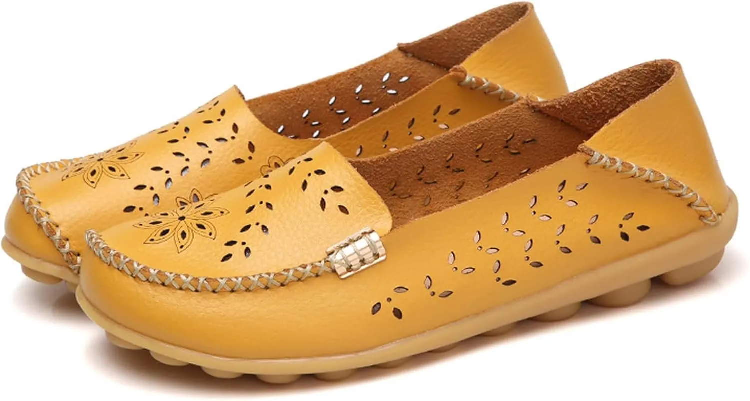 Women's Sandal Comfortable Loafers Casual Moccasins Wild Driving Flats Hole Soft-Soled Walking Shoes Women Slip On Cutout Breathable Shoes