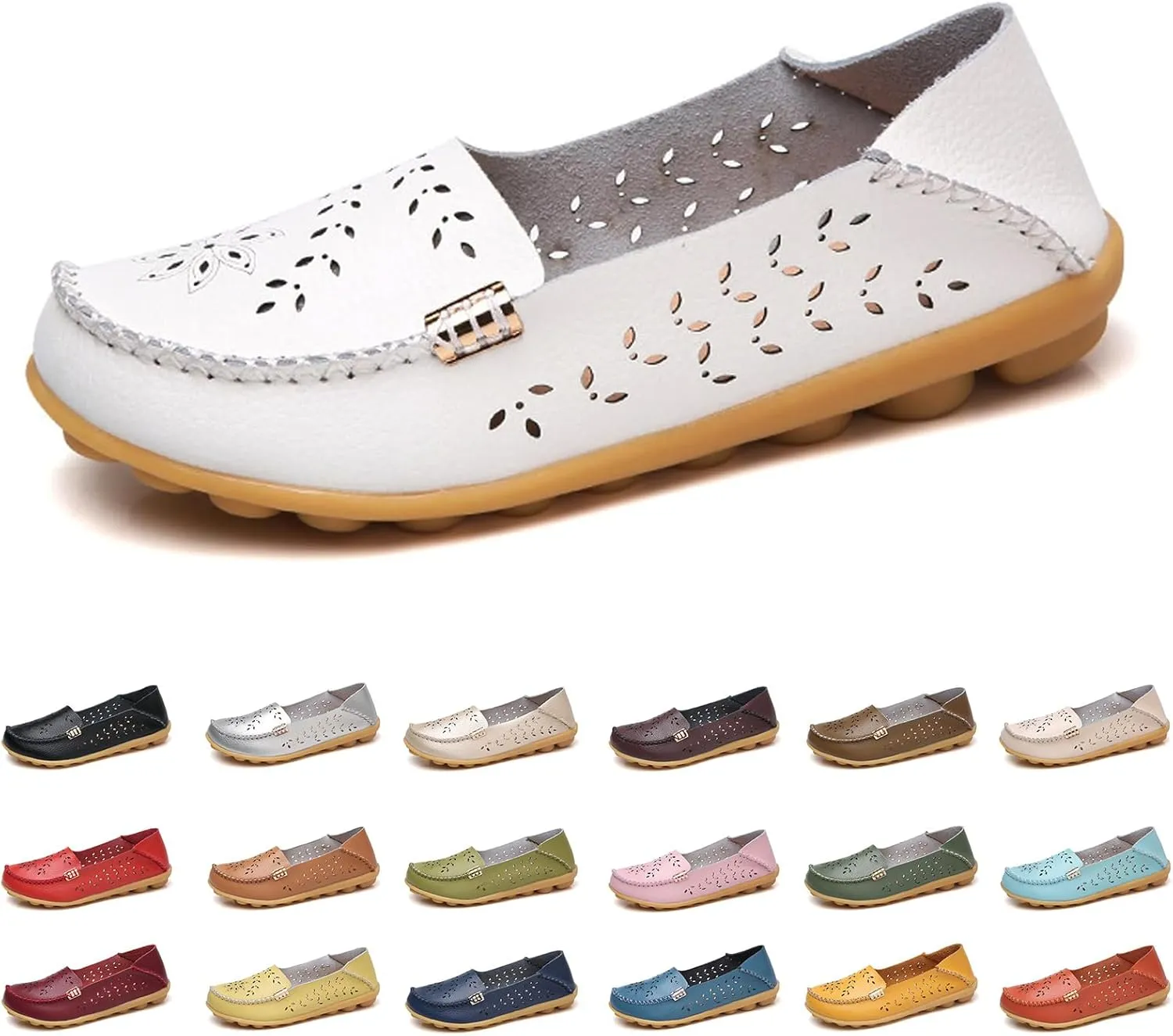 Women's Sandal Comfortable Loafers Casual Moccasins Wild Driving Flats Hole Soft-Soled Walking Shoes Women Slip On Cutout Breathable Shoes