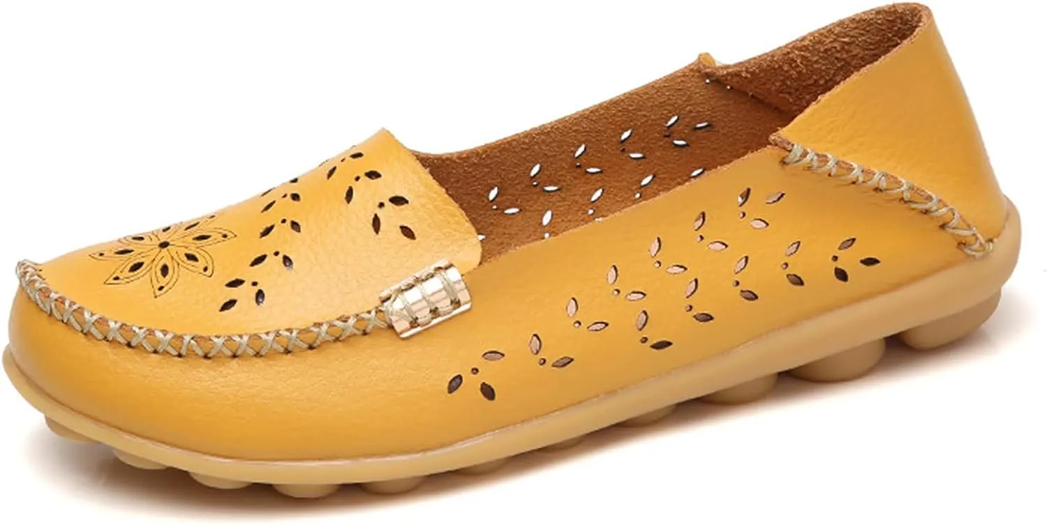 Women's Sandal Comfortable Loafers Casual Moccasins Wild Driving Flats Hole Soft-Soled Walking Shoes Women Slip On Cutout Breathable Shoes