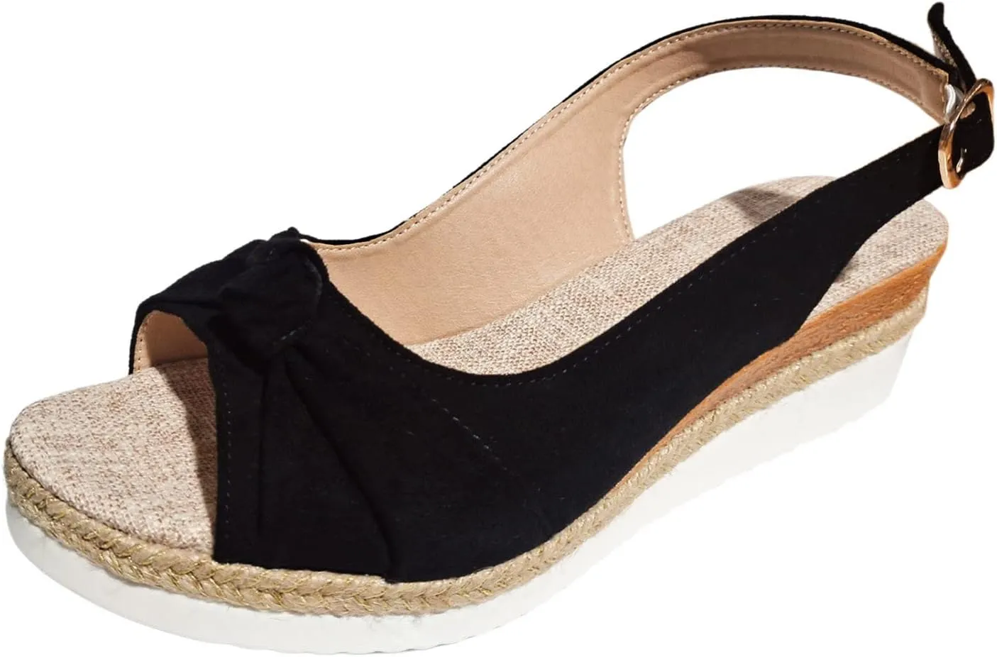 Womens Sandals Dressy Cute Bow Espadrille Sandals For Women Open Toe Buckle Wedge Sandals Women Dress Platform Sandal