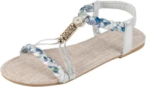 Womens Sandals Shoes Classic Spring And Summer Dressy Flat Soled Hollow Open Toe Braided Rope Sandals