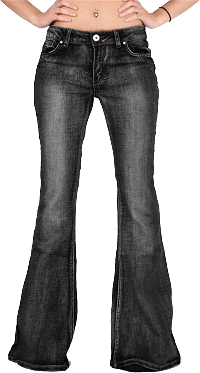 Women's Slim Fit Stretch Comfort Tapered Jeans Vintage Low Rise Casual Denim Pants Solid Outdoor Jeans Trouser