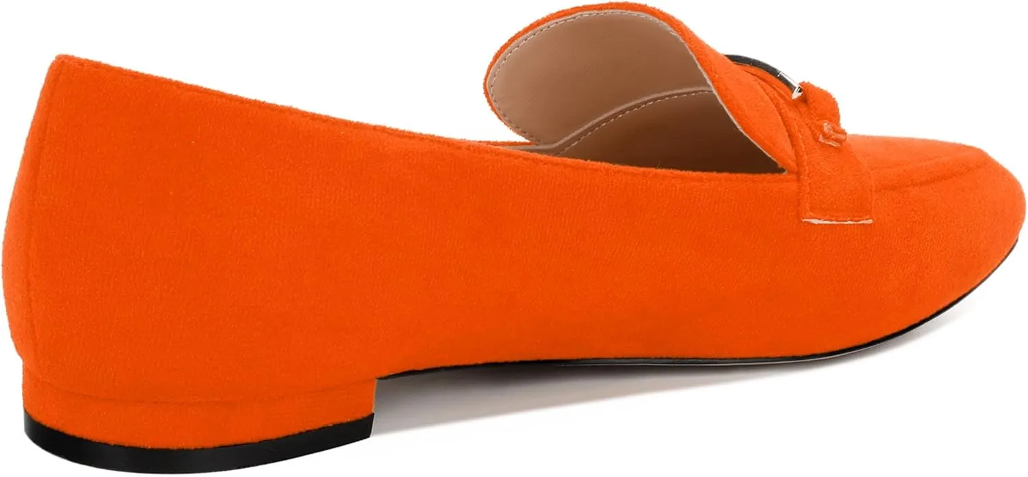Womens Solid Slip On Pointed Toe Casual Flat Loafer, Metal Chain Loafers for Women Comfortable Fashion Work Flats Shoes