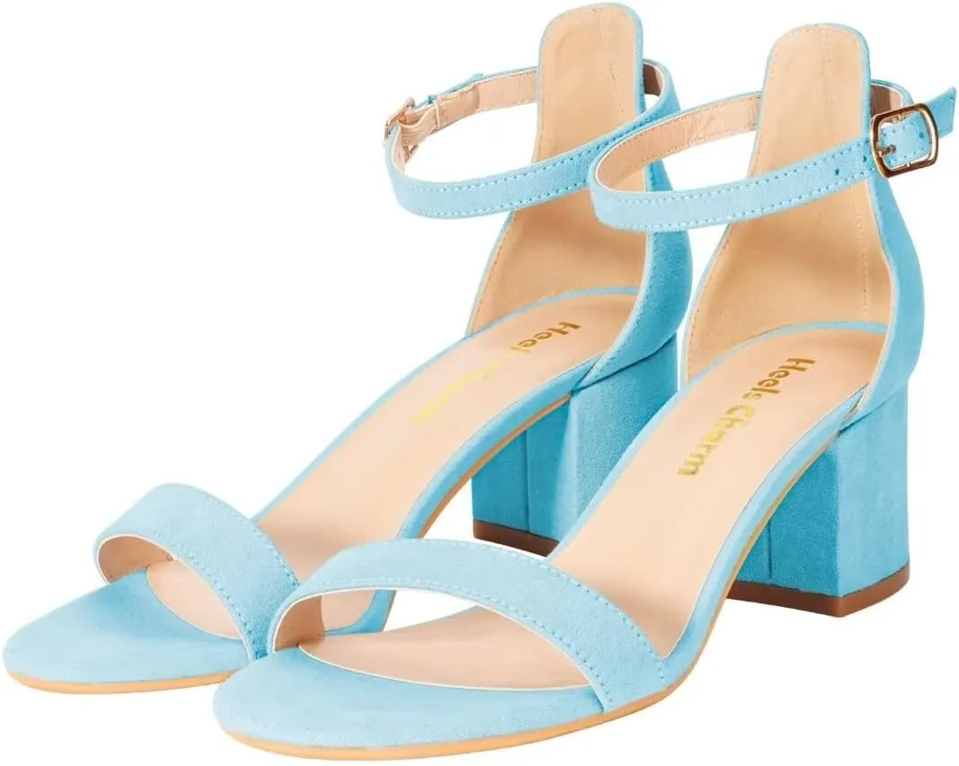 Women's Strappy Chunky Block Low Heeled Sandals 2 Inch Open Toe Ankle Strap High Heel Dress Sandals Daily Work Party Shoes