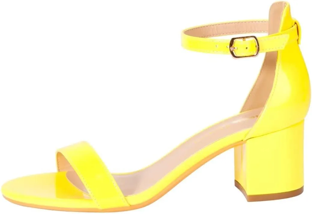Women's Strappy Chunky Block Low Heeled Sandals 2 Inch Open Toe Ankle Strap High Heel Dress Sandals Daily Work Party Shoes