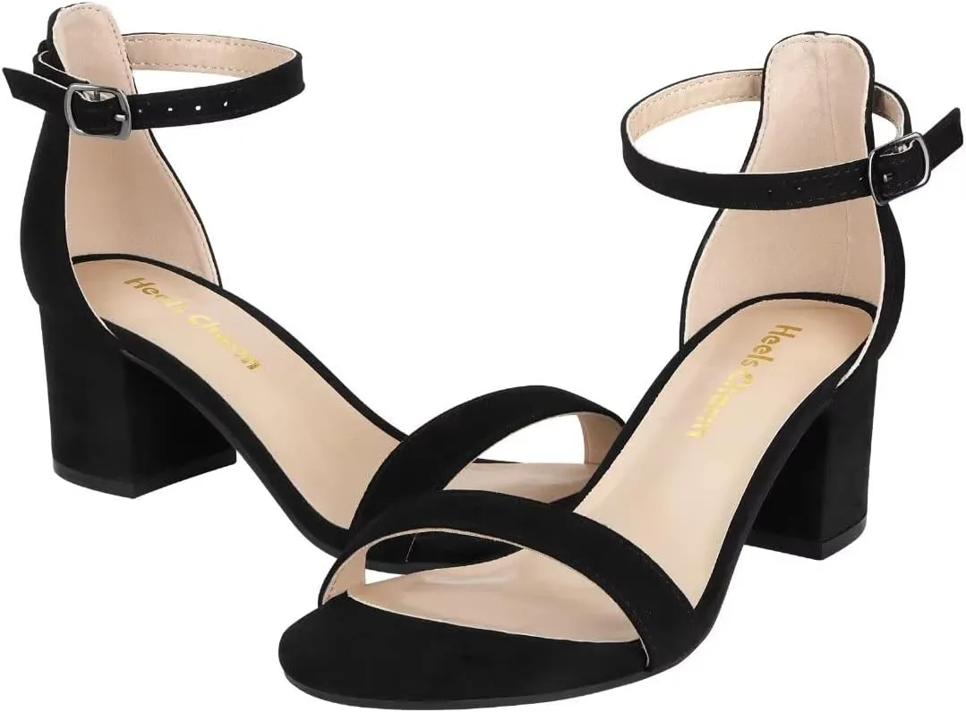 Women's Strappy Chunky Block Low Heeled Sandals 2 Inch Open Toe Ankle Strap High Heel Dress Sandals Daily Work Party Shoes