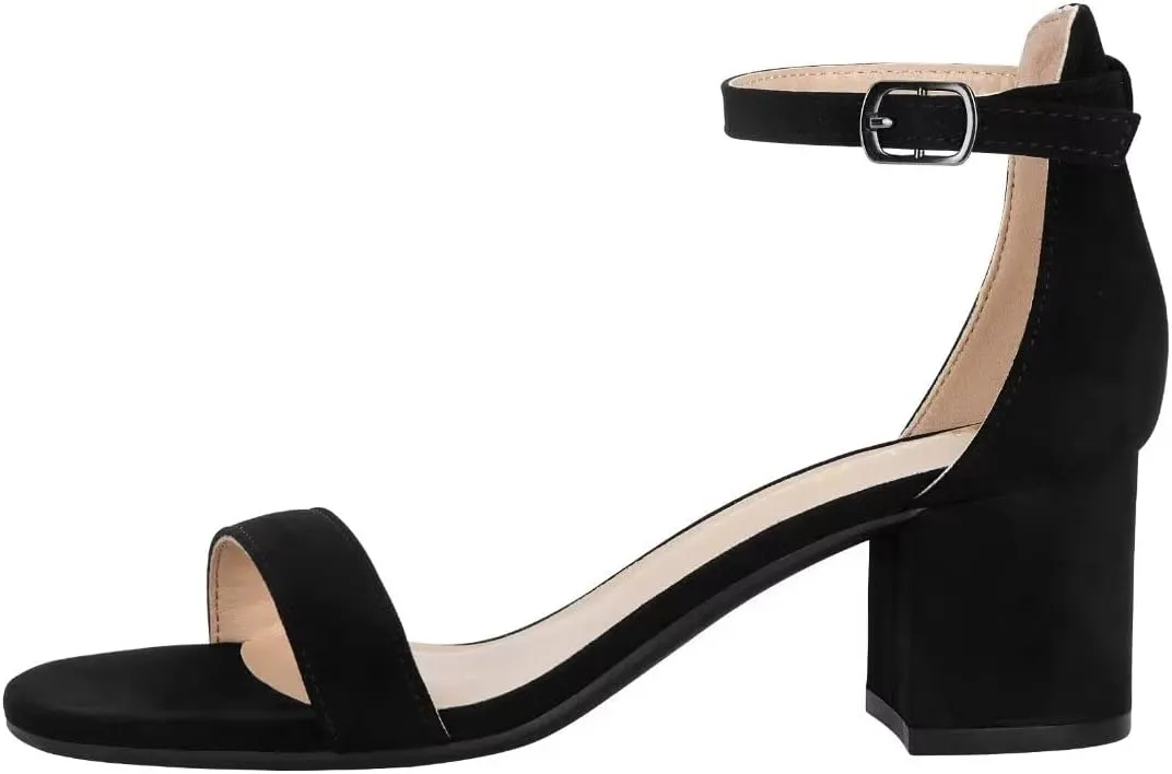 Women's Strappy Chunky Block Low Heeled Sandals 2 Inch Open Toe Ankle Strap High Heel Dress Sandals Daily Work Party Shoes