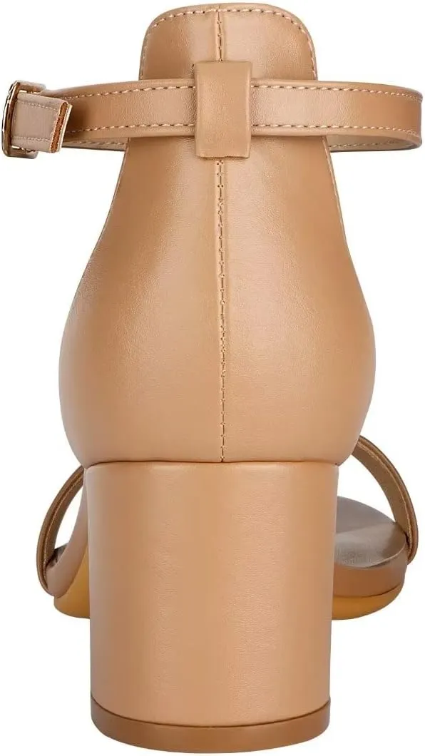 Women's Strappy Chunky Block Low Heeled Sandals 2 Inch Open Toe Ankle Strap High Heel Dress Sandals Daily Work Party Shoes