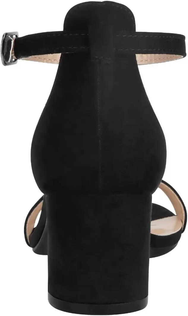 Women's Strappy Chunky Block Low Heeled Sandals 2 Inch Open Toe Ankle Strap High Heel Dress Sandals Daily Work Party Shoes