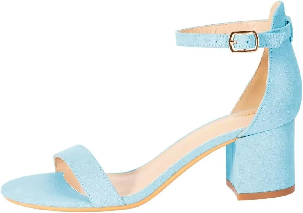 Women's Strappy Chunky Block Low Heeled Sandals 2 Inch Open Toe Ankle Strap High Heel Dress Sandals Daily Work Party Shoes