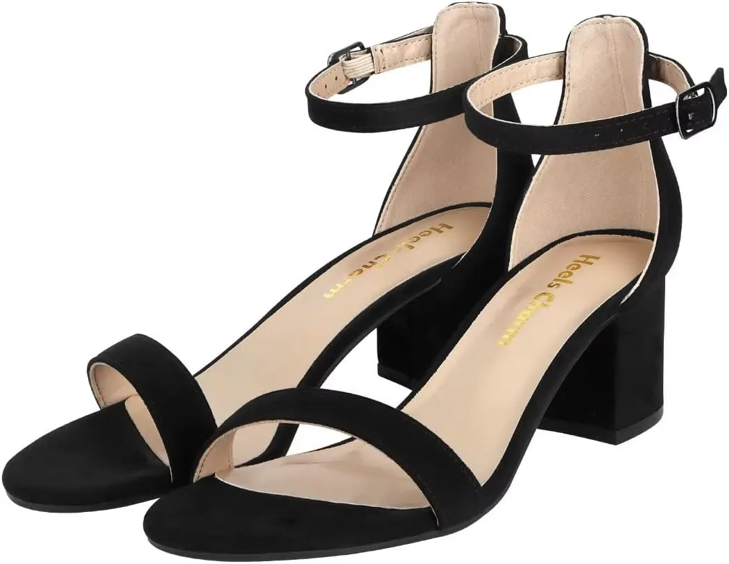 Women's Strappy Chunky Block Low Heeled Sandals 2 Inch Open Toe Ankle Strap High Heel Dress Sandals Daily Work Party Shoes
