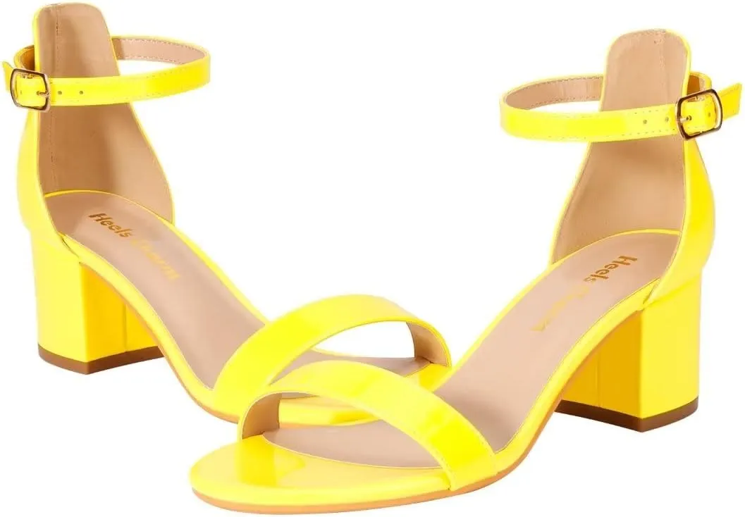 Women's Strappy Chunky Block Low Heeled Sandals 2 Inch Open Toe Ankle Strap High Heel Dress Sandals Daily Work Party Shoes