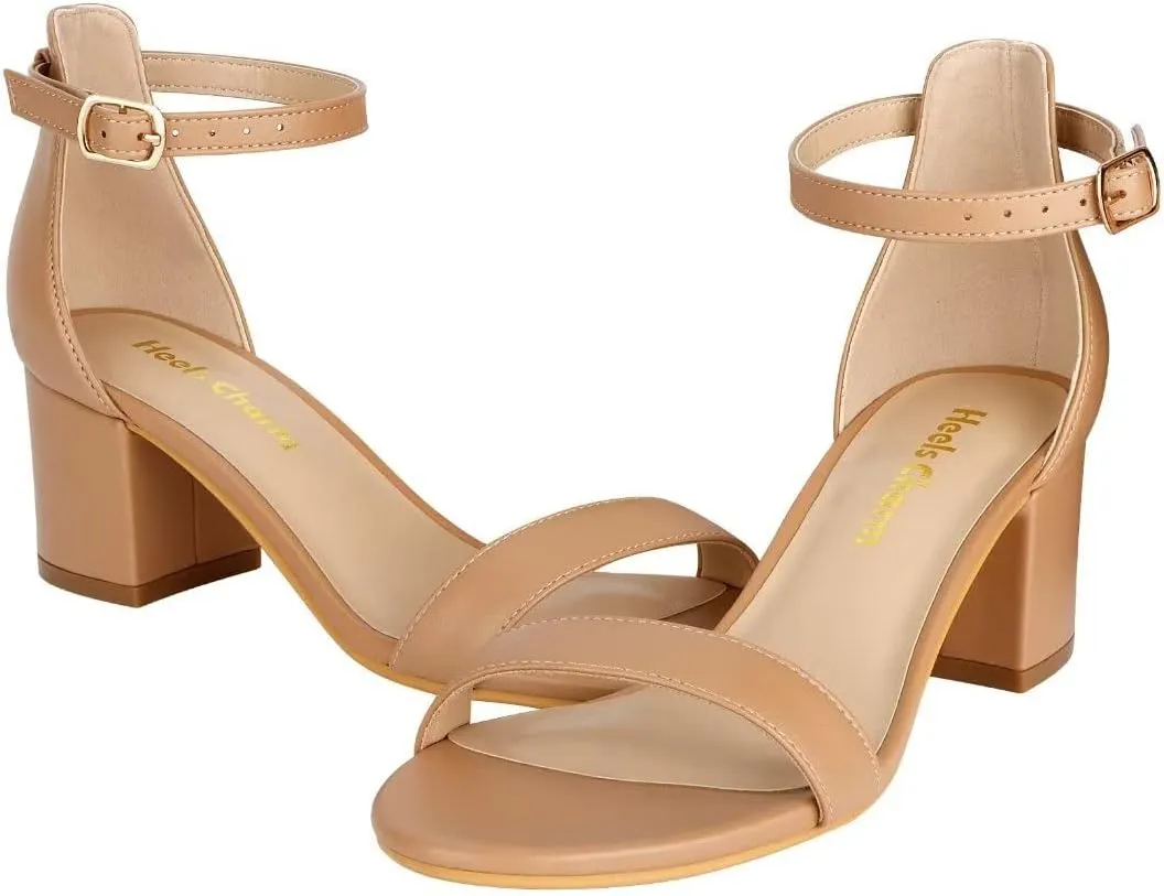 Women's Strappy Chunky Block Low Heeled Sandals 2 Inch Open Toe Ankle Strap High Heel Dress Sandals Daily Work Party Shoes