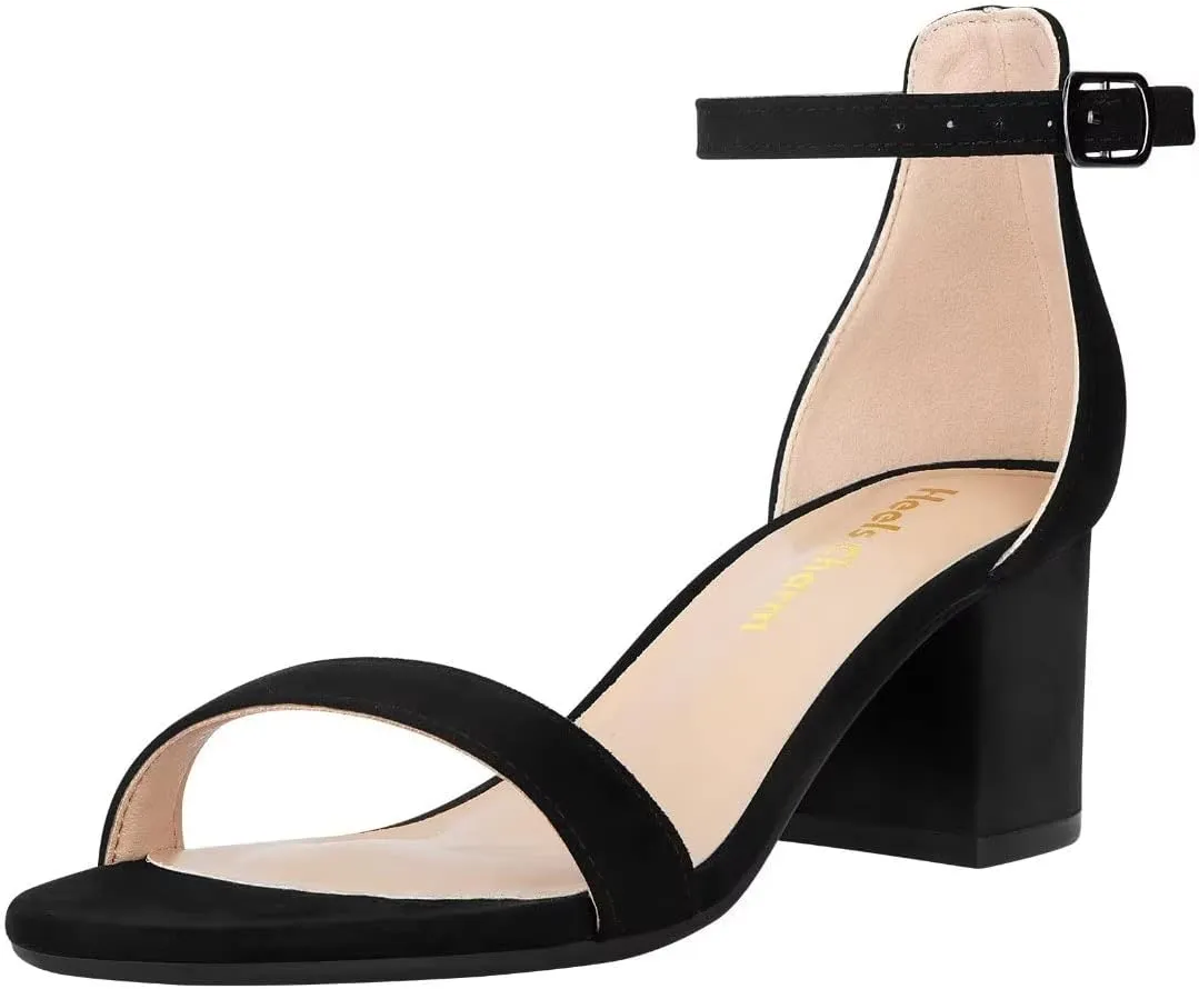 Women's Strappy Chunky Block Low Heeled Sandals 2 Inch Open Toe Ankle Strap High Heel Dress Sandals Daily Work Party Shoes