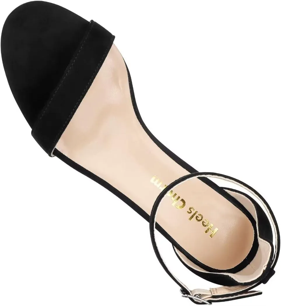 Women's Strappy Chunky Block Low Heeled Sandals 2 Inch Open Toe Ankle Strap High Heel Dress Sandals Daily Work Party Shoes