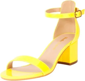 Women's Strappy Chunky Block Low Heeled Sandals 2 Inch Open Toe Ankle Strap High Heel Dress Sandals Daily Work Party Shoes