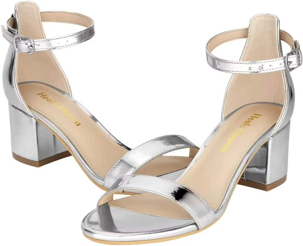 Women's Strappy Chunky Block Low Heeled Sandals 2 Inch Open Toe Ankle Strap High Heel Dress Sandals Daily Work Party Shoes