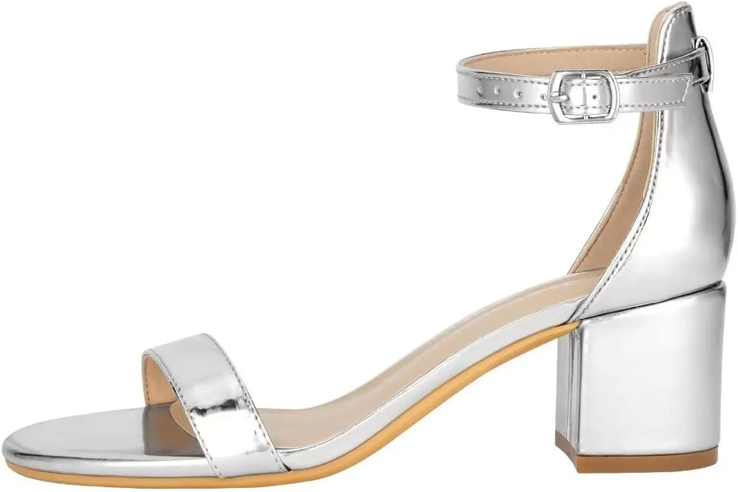 Women's Strappy Chunky Block Low Heeled Sandals 2 Inch Open Toe Ankle Strap High Heel Dress Sandals Daily Work Party Shoes