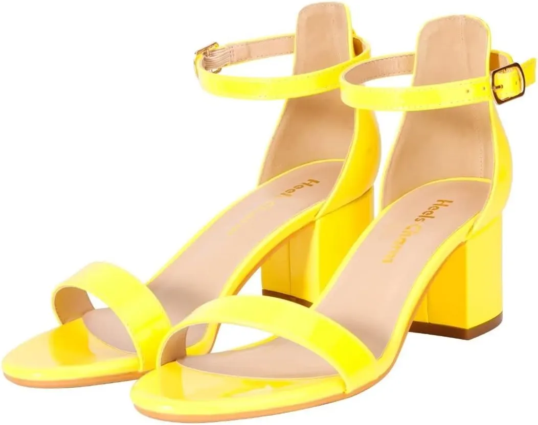 Women's Strappy Chunky Block Low Heeled Sandals 2 Inch Open Toe Ankle Strap High Heel Dress Sandals Daily Work Party Shoes
