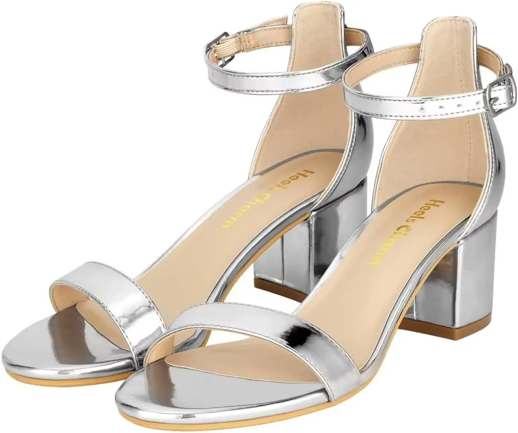 Women's Strappy Chunky Block Low Heeled Sandals 2 Inch Open Toe Ankle Strap High Heel Dress Sandals Daily Work Party Shoes