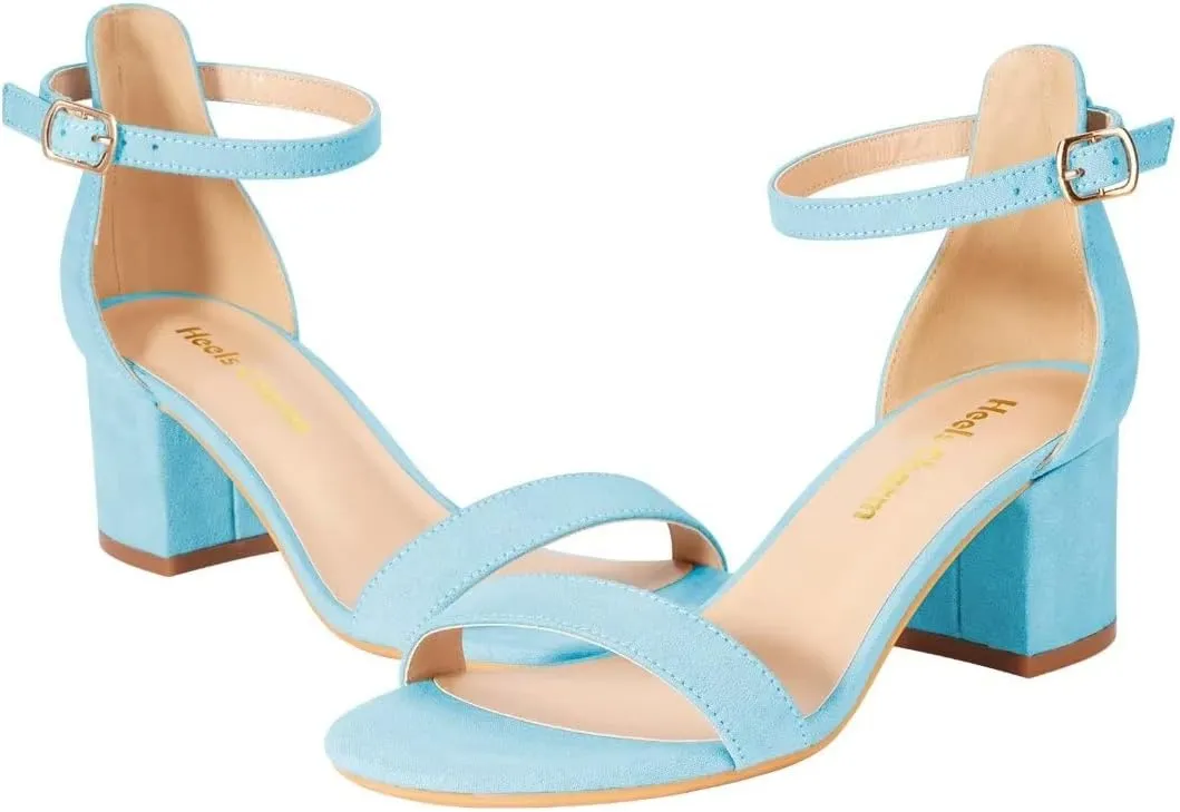 Women's Strappy Chunky Block Low Heeled Sandals 2 Inch Open Toe Ankle Strap High Heel Dress Sandals Daily Work Party Shoes