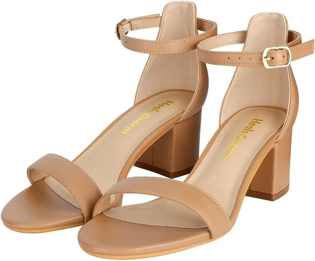 Women's Strappy Chunky Block Low Heeled Sandals 2 Inch Open Toe Ankle Strap High Heel Dress Sandals Daily Work Party Shoes