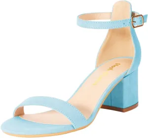 Women's Strappy Chunky Block Low Heeled Sandals 2 Inch Open Toe Ankle Strap High Heel Dress Sandals Daily Work Party Shoes