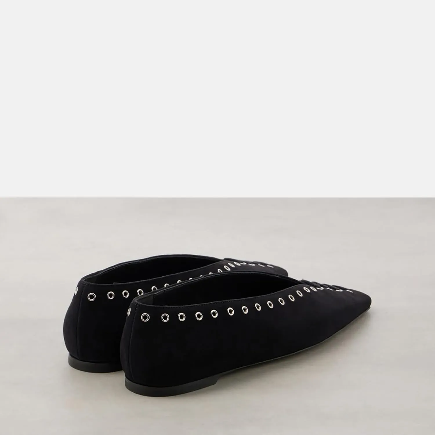 Women's Suede Ballet Flats Square Closed Toe Lace Up Loafers with Metal Buckle Decoration Casual Comfort Flat Shoes