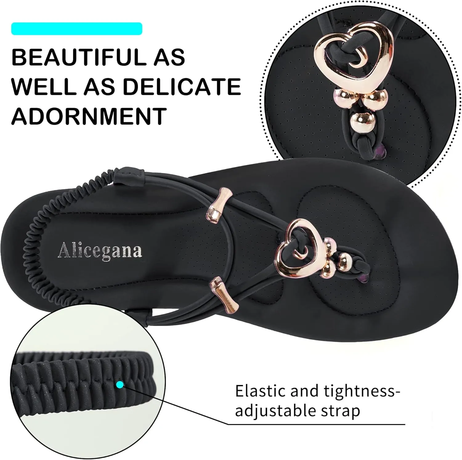 Women's Summer Sandals Beach Bohemian Beaded Ankle Walking Strap Casual Flip Flops Ladies Sexy Flats Comfortable Shoes