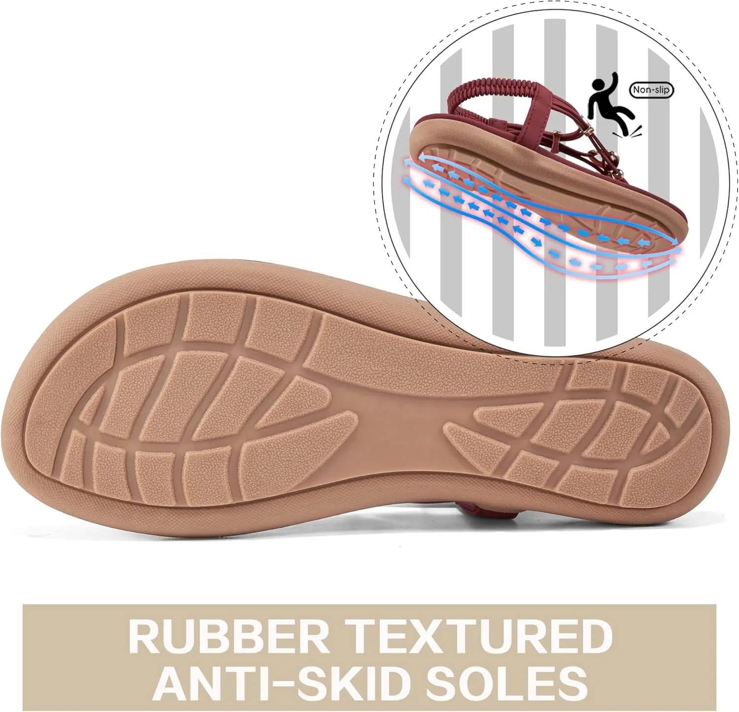 Women's Summer Sandals Beach Bohemian Beaded Ankle Walking Strap Casual Flip Flops Ladies Sexy Flats Comfortable Shoes