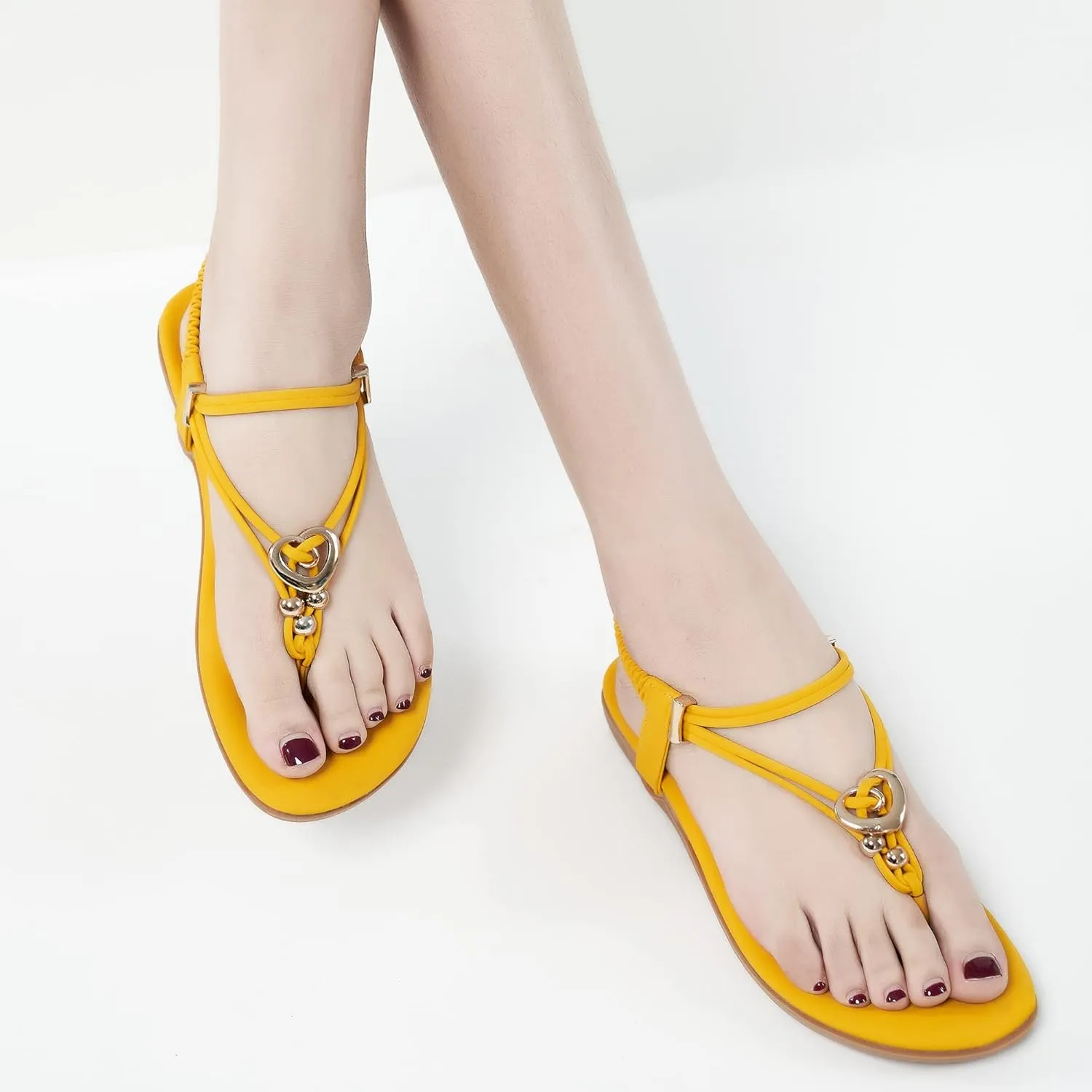 Women's Summer Sandals Beach Bohemian Beaded Ankle Walking Strap Casual Flip Flops Ladies Sexy Flats Comfortable Shoes