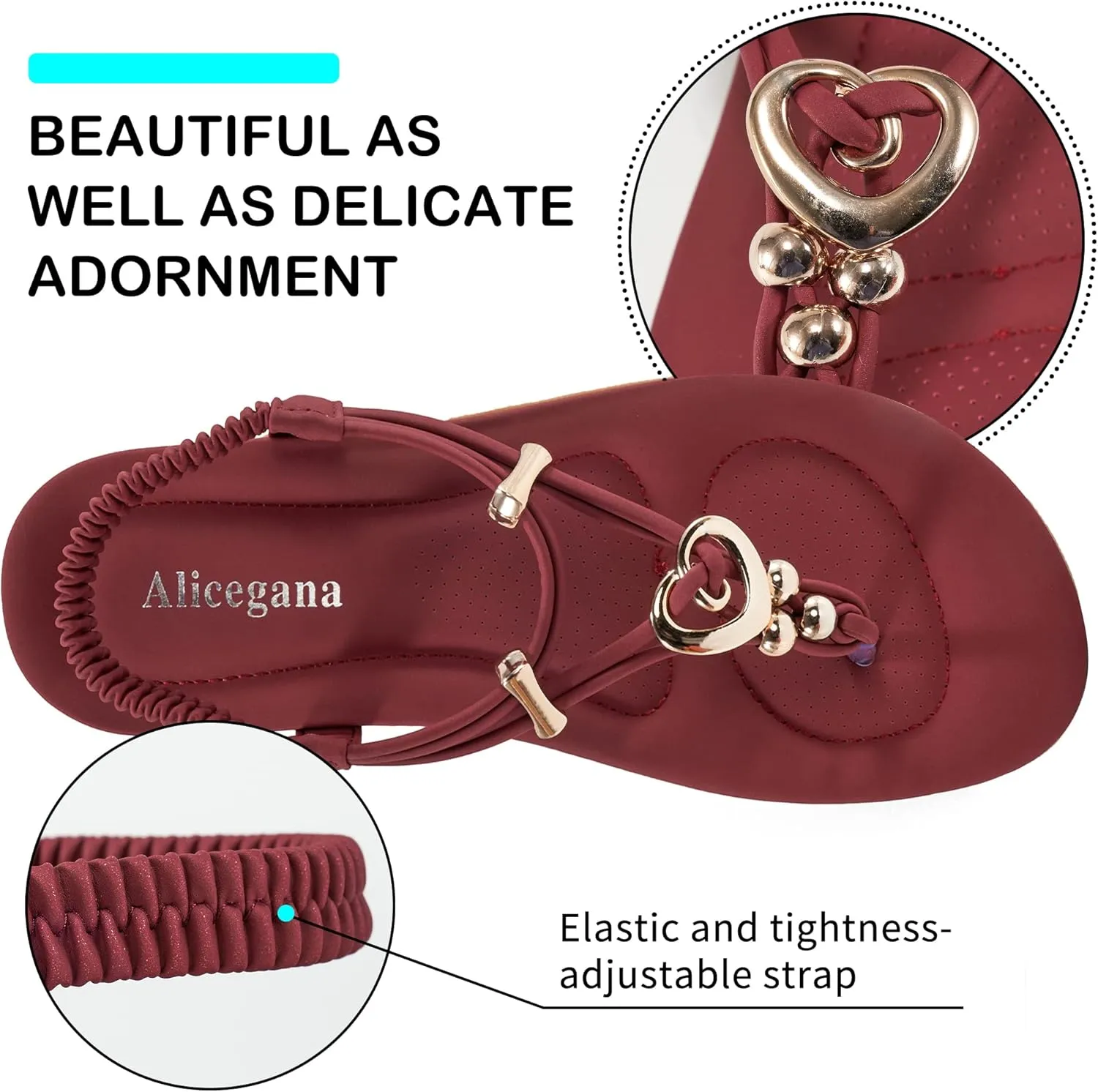 Women's Summer Sandals Beach Bohemian Beaded Ankle Walking Strap Casual Flip Flops Ladies Sexy Flats Comfortable Shoes