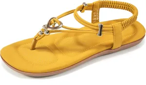 Women's Summer Sandals Beach Bohemian Beaded Ankle Walking Strap Casual Flip Flops Ladies Sexy Flats Comfortable Shoes