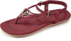 Women's Summer Sandals Beach Bohemian Beaded Ankle Walking Strap Casual Flip Flops Ladies Sexy Flats Comfortable Shoes