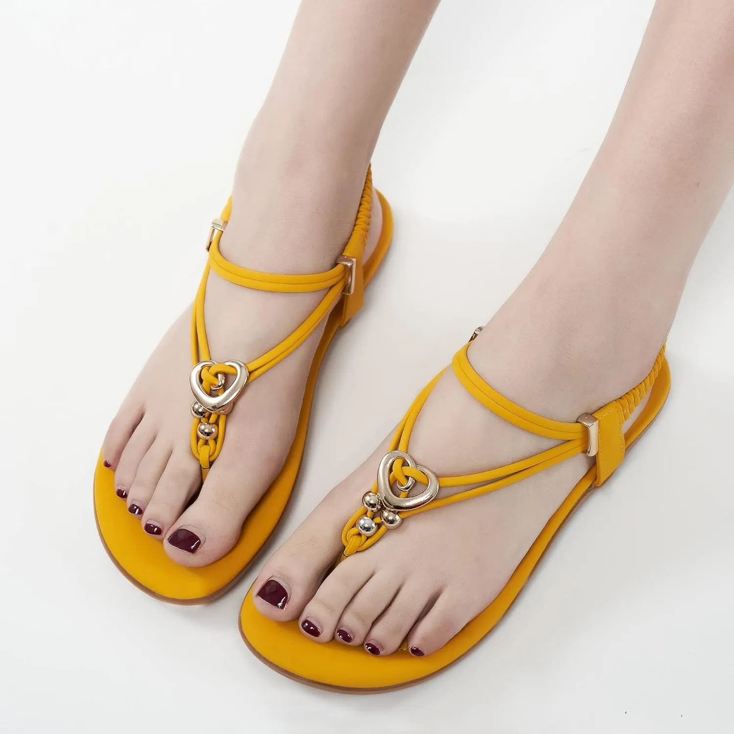 Women's Summer Sandals Beach Bohemian Beaded Ankle Walking Strap Casual Flip Flops Ladies Sexy Flats Comfortable Shoes