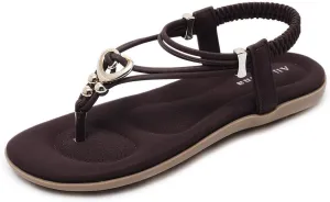 Women's Summer Sandals Beach Bohemian Beaded Ankle Walking Strap Casual Flip Flops Ladies Sexy Flats Comfortable Shoes
