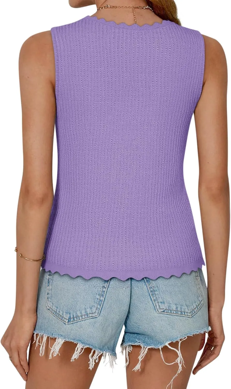 Womens Tie Front Tops Trendy 2025 Summer V Neck Sleeveless Sweater Vests Fashion Cute Crochet Knit Tops