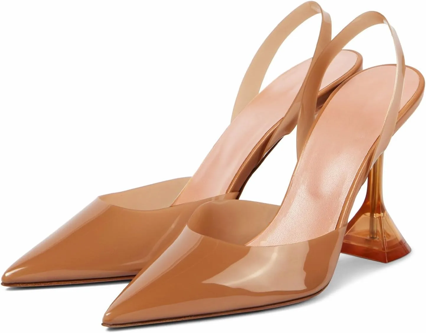 Women's Transparent Slingback Pumps Pointed Toe Clear PVC Crystal Buckle Decoration Triangle High Heels Party Wedding Bridal High Heel Shoes for Women