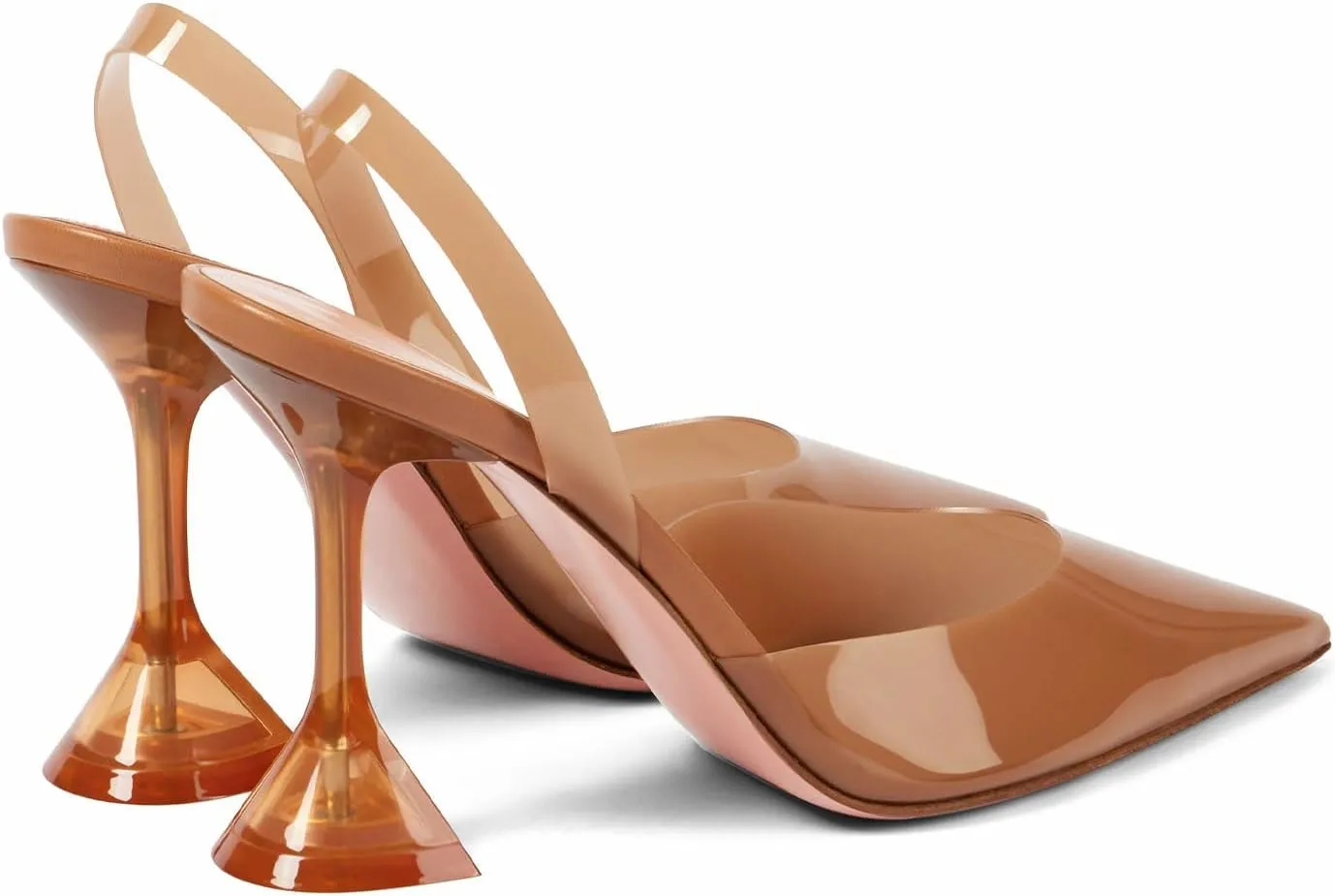 Women's Transparent Slingback Pumps Pointed Toe Clear PVC Crystal Buckle Decoration Triangle High Heels Party Wedding Bridal High Heel Shoes for Women