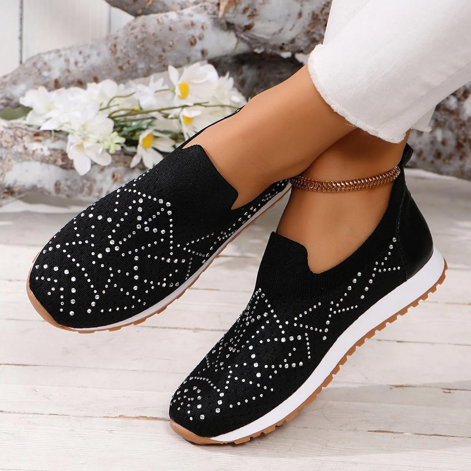 Womens Walking Shoes Slip On Casual Sneakers Breathable Mesh Shoes Casual Comfy for Mens Running