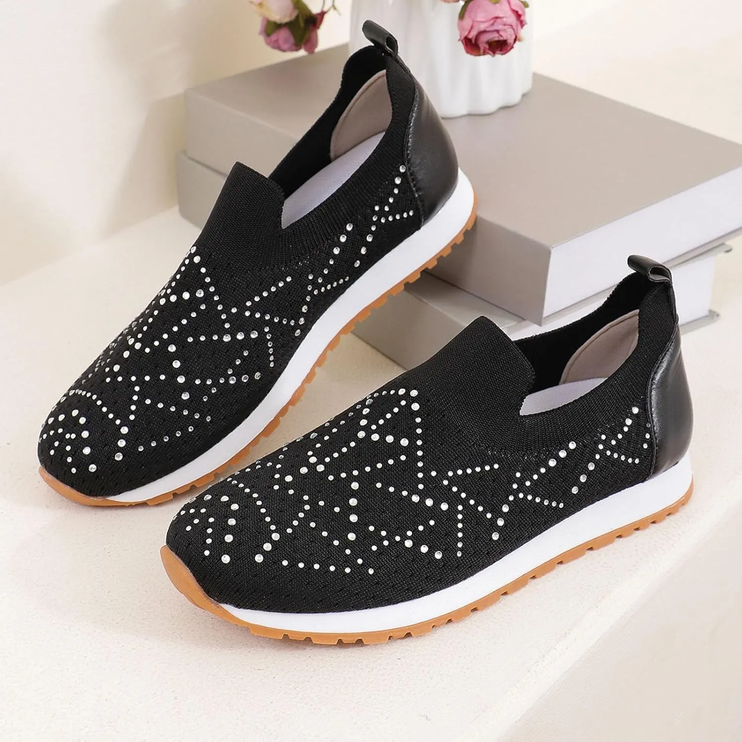 Womens Walking Shoes Slip On Casual Sneakers Breathable Mesh Shoes Casual Comfy for Mens Running