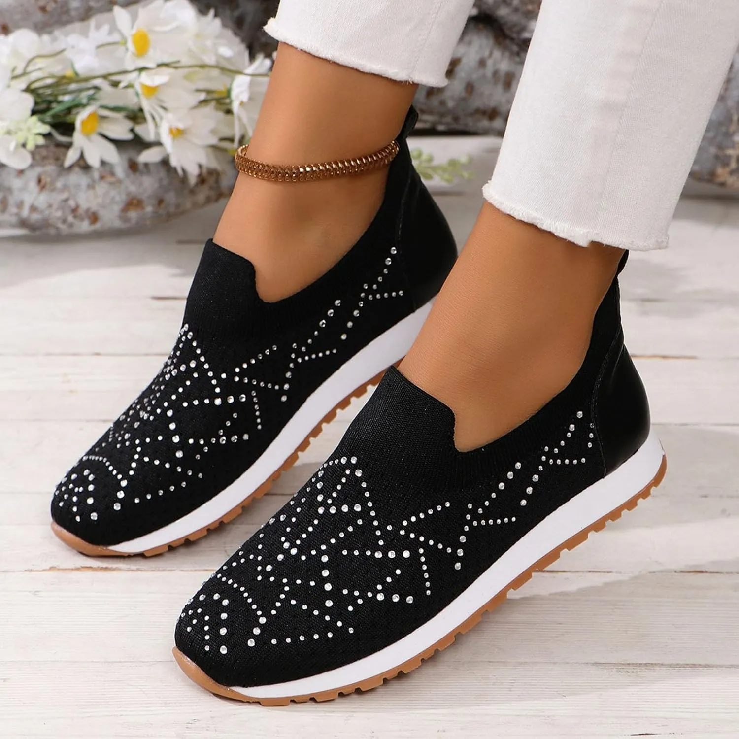 Womens Walking Shoes Slip On Casual Sneakers Breathable Mesh Shoes Casual Comfy for Mens Running