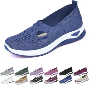 Womens Woven Orthopedic Walking Shoes, Women's Comfortable Mesh Breathable Soft Slip-on Arch Support Sports Sneakers