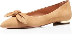 YDN Women Adorable Low Heel Bow Pumps Comfortable Pointed Toe Ballet Flats Slip on Soft Office Shoes
