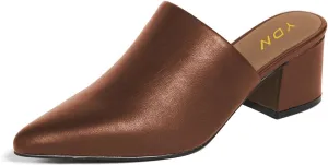 YDN Women Block Low Heel Mules Slip on Loafers Pointed Toe Sandals Slide Shoes Size 4-15 US