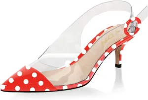 YDN Women Clear Slingback Pumps Mid Low Heels Slip on Sandals Transparent Slide Fashion Shoes