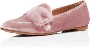 YDN Women Comfy Round Toe Loafers Slip on Low Heel Ballet Flats Fur Velvet Pumps Dress Walking Office Shoes