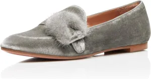YDN Women Comfy Round Toe Loafers Slip on Low Heel Ballet Flats Fur Velvet Pumps Dress Walking Office Shoes