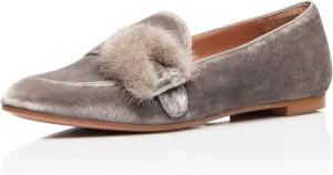 YDN Women Comfy Round Toe Loafers Slip on Low Heel Ballet Flats Fur Velvet Pumps Dress Walking Office Shoes