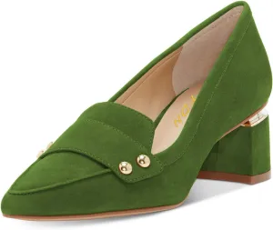 YDN Women Formal Pointed Toe Low Heel Loafers Slip On Chubky Heel Pumps Business Office Party Dress Pump Shoes
